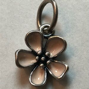 Authentic Pandora Sterling Silver and Pink Magnolia Flower Charm